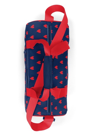 Coral High Lacivert Kırmızı Kalp Desenli Spor Çantası 27547 - 4