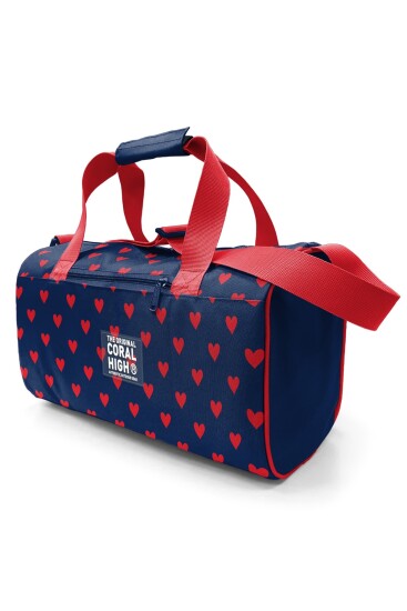 Coral High Lacivert Kırmızı Kalp Desenli Spor Çantası 27547 - 10