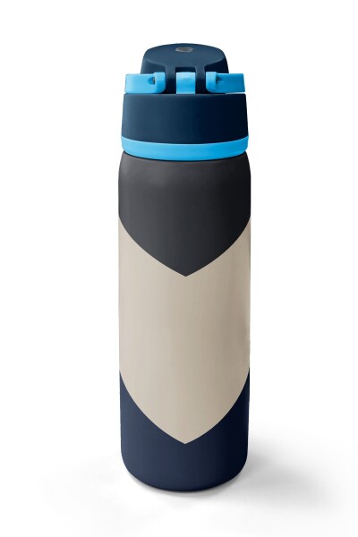 Coral High Lacivert Koyu Gri Bej Desenli Pipetli ve Direkt İçim Çelik Termos 800 ml 38553 - 6