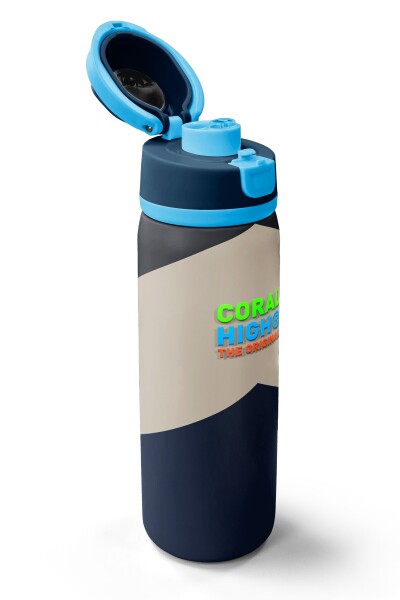 Coral High Lacivert Koyu Gri Bej Desenli Pipetli ve Direkt İçim Çelik Termos 800 ml 38553 - 3