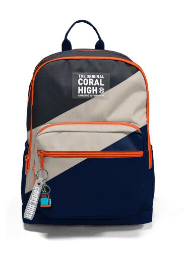 Coral High Lacivert Koyu Gri Bej Renkli Okul Sırt Çantası 23693 - 6