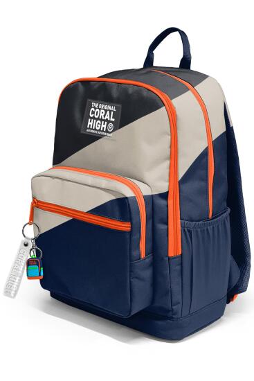 Coral High Lacivert Koyu Gri Bej Renkli Okul Sırt Çantası 23693 - 7