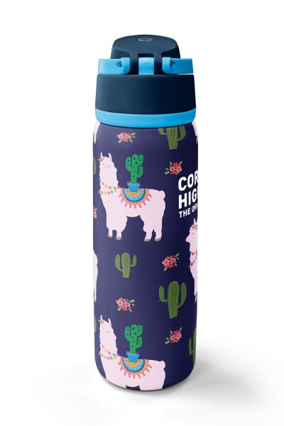 Coral High Lacivert Lama Desenli Pipetli ve Direkt İçim Çelik Termos 800 ml 38574 - 6