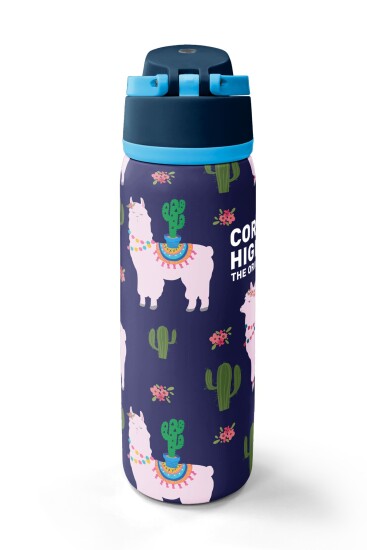 Coral High Lacivert Lama Desenli Pipetli ve Direkt İçim Çelik Termos 800 ml 38574 - 6