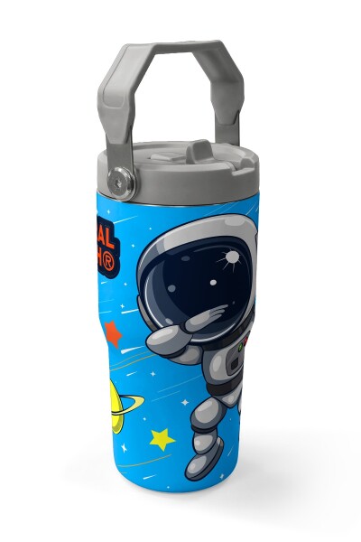 Coral High Lacivert Mavi Astronot Desenli Katlanır Ağızlıklı Çelik Termos 600 ml 38923 - 3