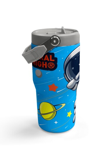 Coral High Lacivert Mavi Astronot Desenli Katlanır Ağızlıklı Çelik Termos 600 ml 38923 - 4