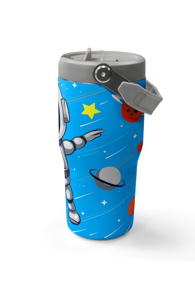 Coral High Lacivert Mavi Astronot Desenli Katlanır Ağızlıklı Çelik Termos 600 ml 38923 - 6