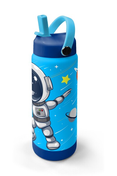 Coral High Lacivert Mavi Astronot Desenli Katlanır Ağızlıklı Çelik Termos 650 ml 38389 - 2