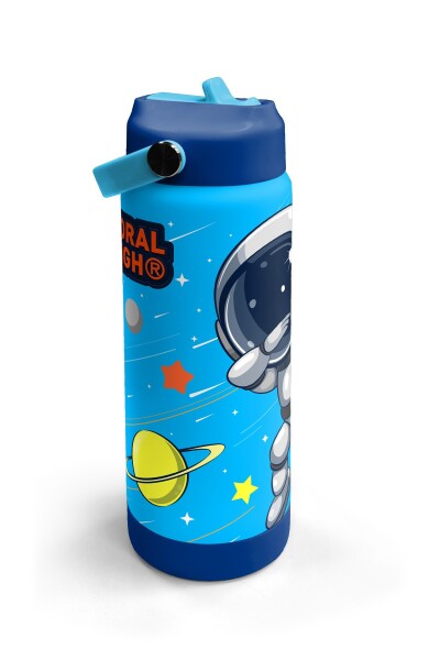 Coral High Lacivert Mavi Astronot Desenli Katlanır Ağızlıklı Çelik Termos 650 ml 38389 - 3