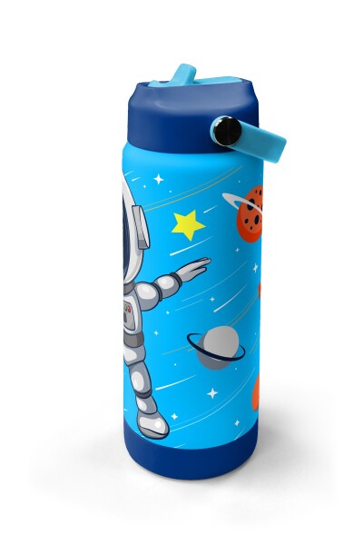 Coral High Lacivert Mavi Astronot Desenli Katlanır Ağızlıklı Çelik Termos 650 ml 38389 - 4