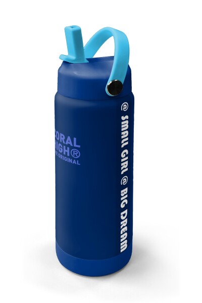 Coral High Lacivert Mavi Desenli Katlanır Ağızlıklı Çelik Termos 650 ml 38358 - 2