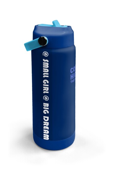 Coral High Lacivert Mavi Desenli Katlanır Ağızlıklı Çelik Termos 650 ml 38358 - 3