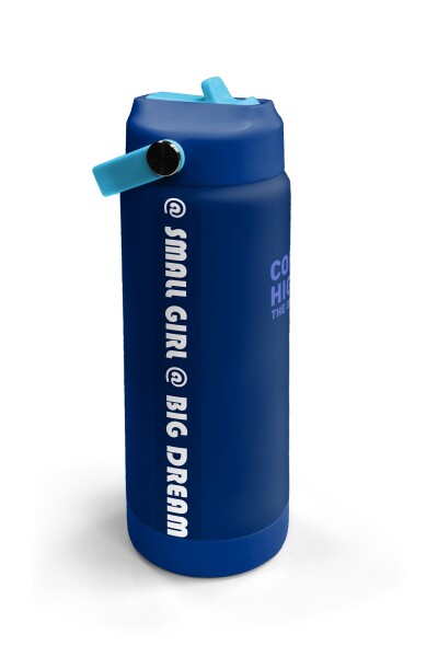 Coral High Lacivert Mavi Desenli Katlanır Ağızlıklı Çelik Termos 650 ml 38358 - 3