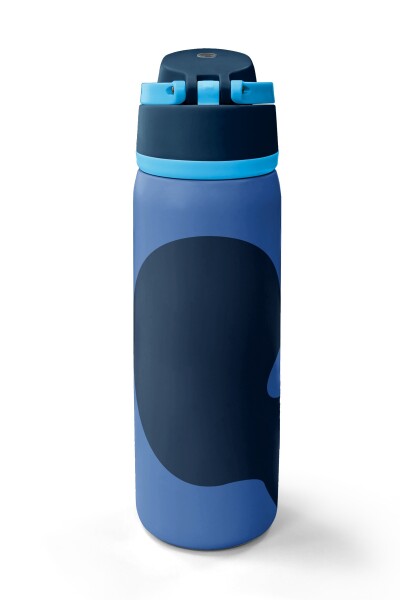 Coral High Lacivert Mavi Desenli Pipetli ve Direkt İçim Çelik Termos 800 ml 38548 - 6