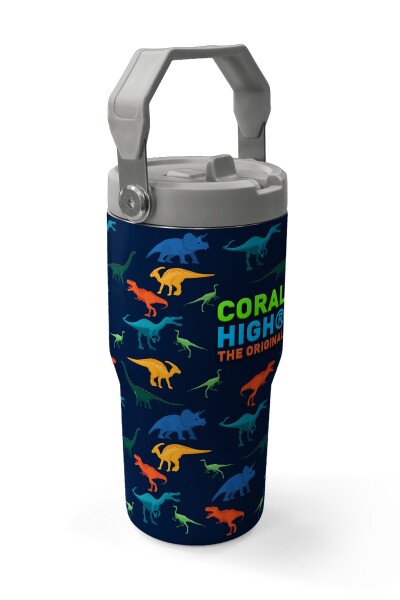 Coral High Lacivert Mavi Dinozor Desenli Katlanır Ağızlıklı Çelik Termos 600ml 38920 - 3