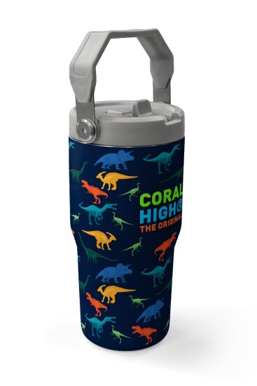 Coral High Lacivert Mavi Dinozor Desenli Katlanır Ağızlıklı Çelik Termos 600ml 38920 - 3