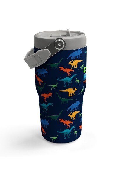 Coral High Lacivert Mavi Dinozor Desenli Katlanır Ağızlıklı Çelik Termos 600ml 38920 - 4