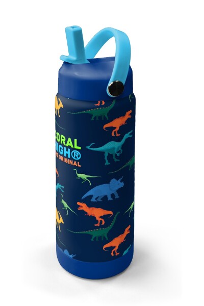 Coral High Lacivert Mavi Dinozor Desenli Katlanır Ağızlıklı Çelik Termos 650 ml 38386 - 2