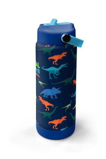 Coral High Lacivert Mavi Dinozor Desenli Katlanır Ağızlıklı Çelik Termos 650 ml 38386 - 4