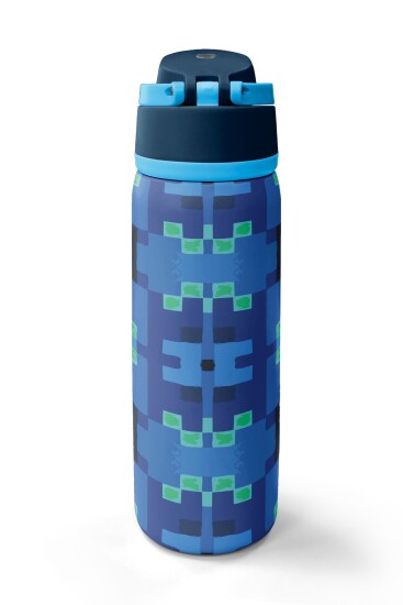 Coral High Lacivert Mavi Renkli Desenli Pipetli ve Direkt İçim Çelik Termos 800 ml 38568 - 6