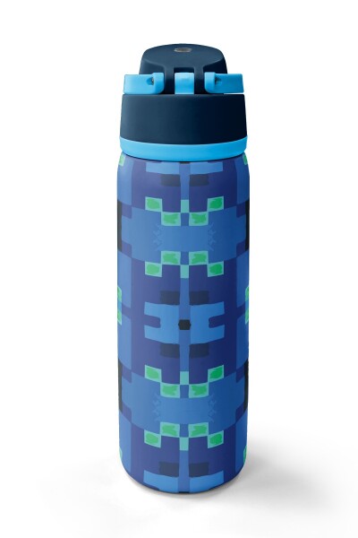 Coral High Lacivert Mavi Renkli Desenli Pipetli ve Direkt İçim Çelik Termos 800 ml 38568 - 6