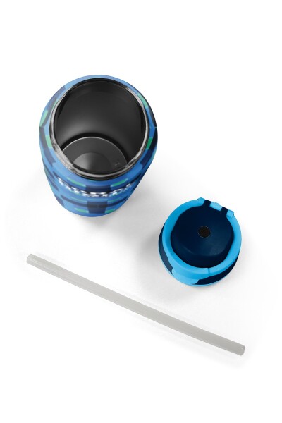 Coral High Lacivert Mavi Renkli Desenli Pipetli ve Direkt İçim Çelik Termos 800 ml 38568 - 8