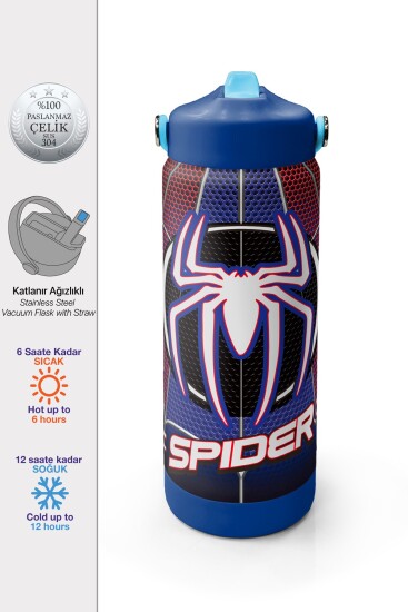 Coral High Lacivert Örümcek Desenli Katlanır Ağızlıklı Çelik Termos 650 ml 38375 - 1