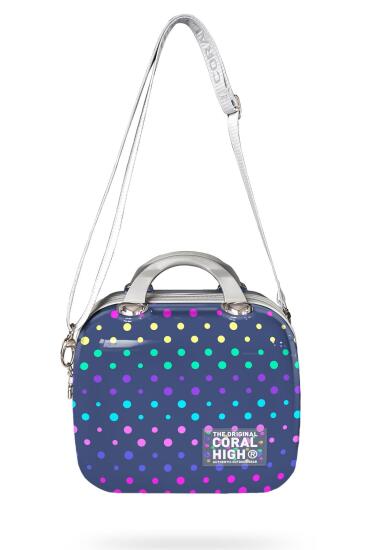 Coral High Lacivert Puantiye Desenli Omuz Askılı PC Makyaj Çantası 16901 - 3