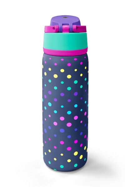 Coral High Lacivert Puantiyeli Desenli Pipetli ve Direkt İçim Çelik Termos 800 ml 38534 - 6