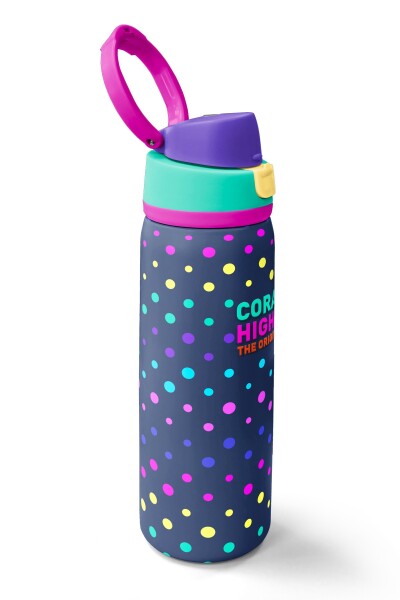 Coral High Lacivert Puantiyeli Desenli Pipetli ve Direkt İçim Çelik Termos 800 ml 38534 - 2
