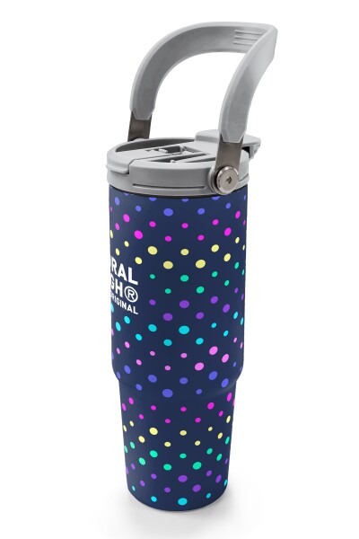 Coral High Lacivert Puantiyeli Desenli Pipetli ve Direkt İçim Çelik Termos 900 ml 38714 - 4