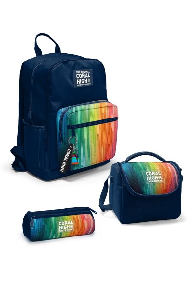 Coral High Lacivert Renkli Çizgili 3’lü Okul Çanta Seti SET0123690 - 1