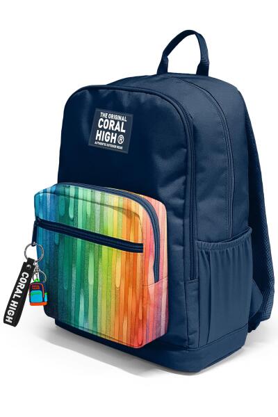Coral High Lacivert Renkli Çizgili Okul Sırt Çantası 23690 - 7