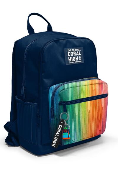 Coral High Lacivert Renkli Çizgili Okul Sırt Çantası 23690 - 1