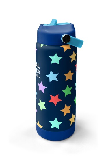 Coral High Lacivert Renkli Yıldız Desenli Katlanır Ağızlıklı Çelik Termos 650 ml 38309 - 4