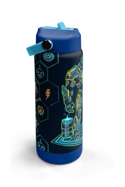 Coral High Lacivert Robot Desenli Katlanır Ağızlıklı Çelik Termos 650 ml 38328 - 3