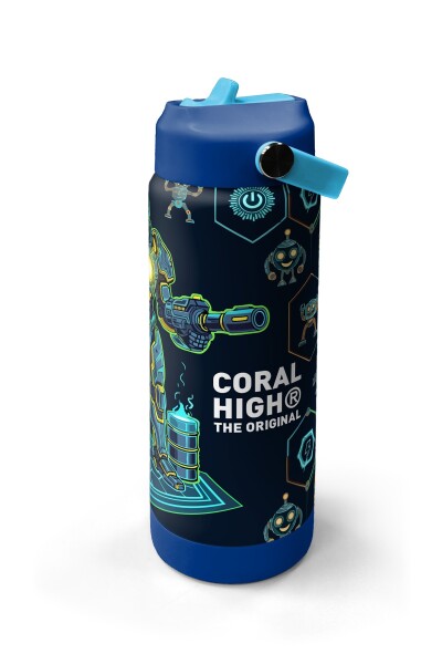 Coral High Lacivert Robot Desenli Katlanır Ağızlıklı Çelik Termos 650 ml 38328 - 4