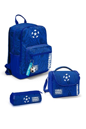 Coral High Lacivert Saks Futbol Desenli 3’lü Okul Çanta Seti SET0123697 - CORAL HIGH