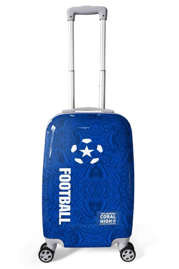 Coral High Lacivert Saks Futbol Desenli PC Kabin Boy Valiz (50cm) 16561 - Coral High