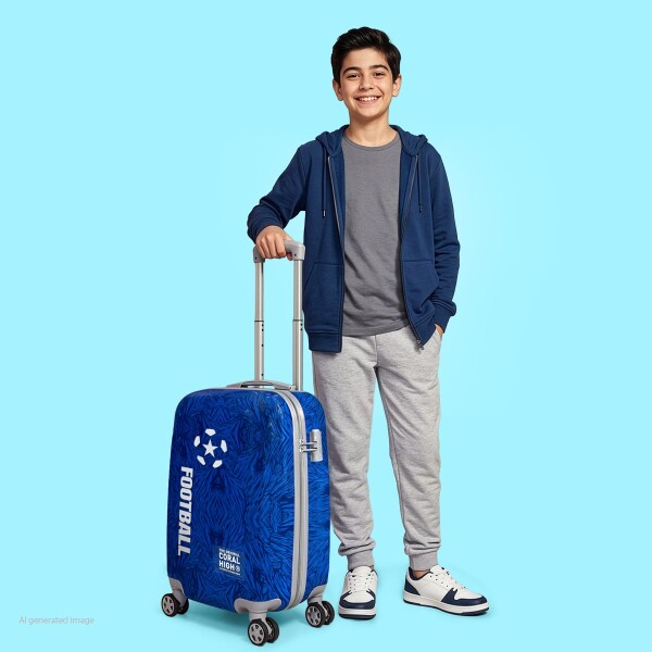 Coral High Lacivert Saks Futbol Desenli PC Kabin Boy Valiz (50cm) 16561 - 4
