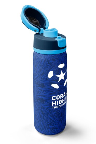 Coral High Lacivert Saks Futbol Desenli Pipetli ve Direkt İçim Çelik Termos 800 ml 38557 - 3