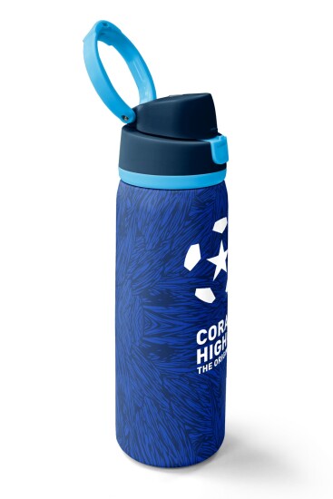 Coral High Lacivert Saks Futbol Desenli Pipetli ve Direkt İçim Çelik Termos 800 ml 38557 - 2