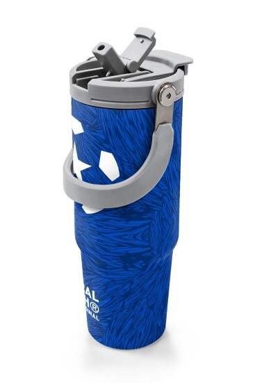 Coral High Lacivert Saks Futbol Desenli Pipetli ve Direkt İçim Çelik Termos 900 ml 38721 - 2