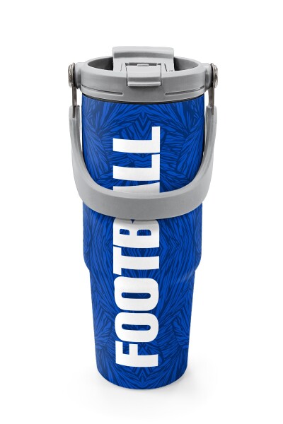 Coral High Lacivert Saks Futbol Desenli Pipetli ve Direkt İçim Çelik Termos 900 ml 38721 - 7