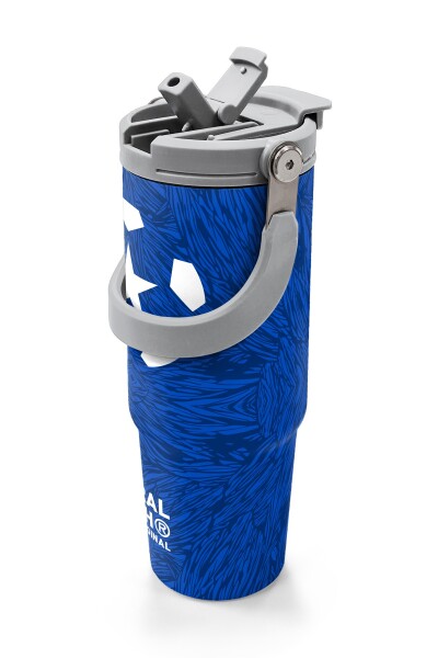 Coral High Lacivert Saks Futbol Desenli Pipetli ve Direkt İçim Çelik Termos 900 ml 38721 - 2