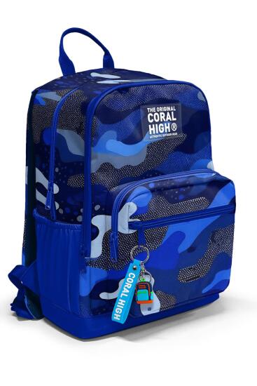 Coral High Lacivert Saks Kamuflaj Desenli Okul Sırt Çantası 23689 