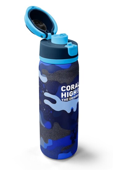 Coral High Lacivert Saks Kamuflaj Desenli Pipetli ve Direkt İçim Çelik Termos 800 ml 38549 - 3