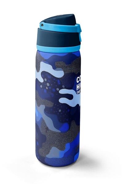 Coral High Lacivert Saks Kamuflaj Desenli Pipetli ve Direkt İçim Çelik Termos 800 ml 38549 - 4