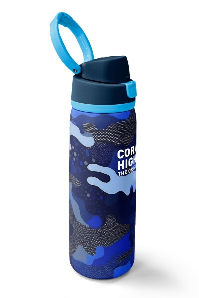Coral High Lacivert Saks Kamuflaj Desenli Pipetli ve Direkt İçim Çelik Termos 800 ml 38549 - 2