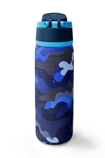 Coral High Lacivert Saks Kamuflaj Desenli Pipetli ve Direkt İçim Çelik Termos 800 ml 38549 - 6